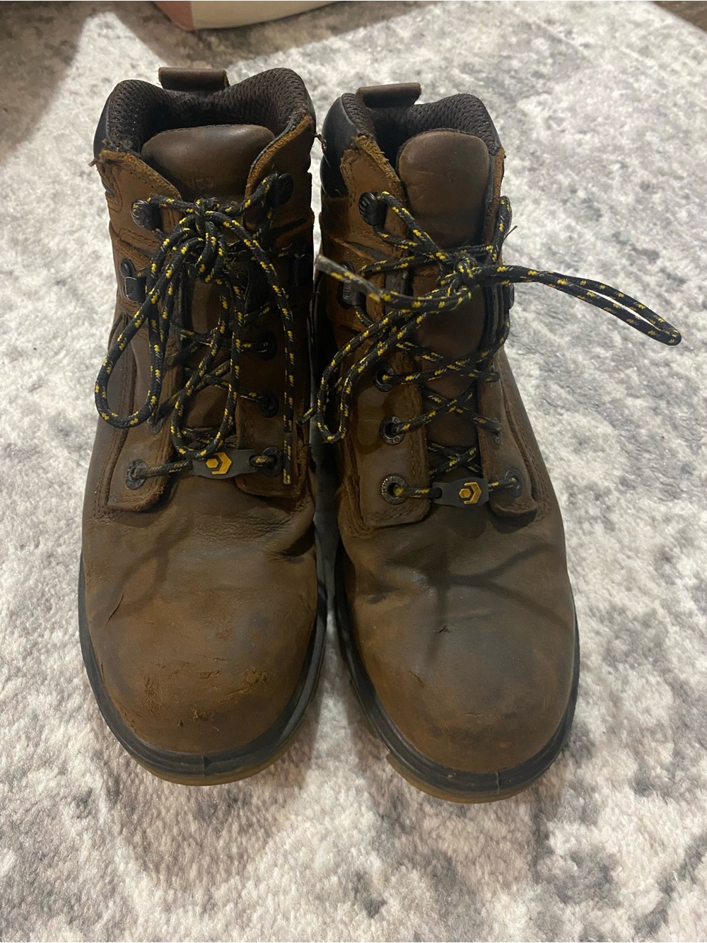 Women's Brown Leather Steel Toe Work Boots - Rugged Lace-Up Safety Style